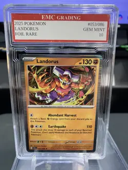 LANDORUS 2025 HOLO FOIL #053/086 Pokemon RARE Card GRADED 10 MINT - Image 1