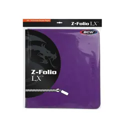 BCW Purple Gaming Card Z-Folio Zippered LX Leatherette Album with 12 Pocket Page - Image 1