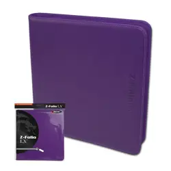 BCW Purple Gaming Card Z-Folio Zippered LX Leatherette Album with 12 Pocket Page - Image 2