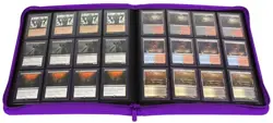 BCW Purple Gaming Card Z-Folio Zippered LX Leatherette Album with 12 Pocket Page - Image 3