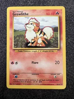 Growlithe 28/102 Uncommon Pokemon Card NM - Image 1