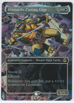 LEONARDO, CUTTING EDGE (BORDERLESS) 0211 TMNT Magic: The Gathering Foil NM - Image 1