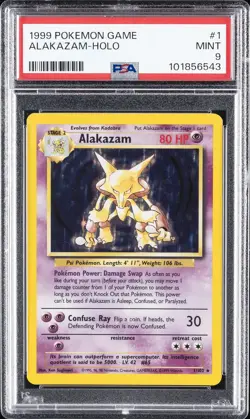 1999 POKEMON BASE SET UNLIMITED #1 ALAKAZAM-HOLO PSA 9 - Image 1