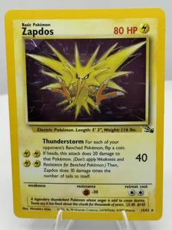 Pokemon Zapdos Holo Fossil 15/62 WOTC Vintage LP Clean Front 🔥 - Image 1