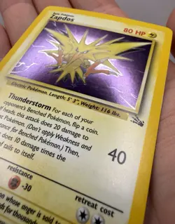 Pokemon Zapdos Holo Fossil 15/62 WOTC Vintage LP Clean Front 🔥 - Image 3