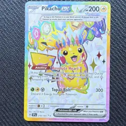 Pokemon Pikachu ex Ultra Rare Full Art Holo 219/191 Sv08 Surging Sparks - Image 1