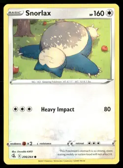 2021 Sword & Shield - Fusion Strike Snorlax Basic/Common #206 - Image 1