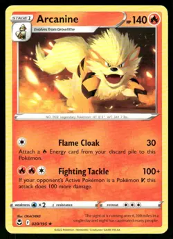 2022 Sword & Shield - Silver Tempest Arcanine Stage 1/Rare #20 - Image 1