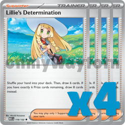 Lillie's Determination 119/132 Me01: Mega Evolution PLAYSET x4 - Pokemon TCG - Image 1