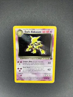 Dark Alakazam 1/82 Holo Team Rocket 1999 Pokemon TCG Unlimited HP Creases - Image 2