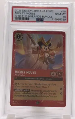 Disney Lorcana PSA 10 Mickey Mouse 2025 18/P2 Into the Inklands English - Image 1
