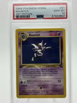 1999 Pokemon Fossil Haunter 1st Edition PSA 10 Non Holo - Image 1