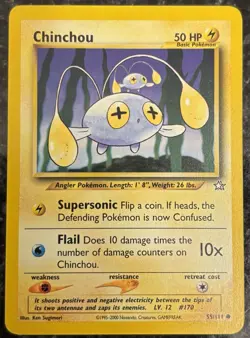 Chinchou 55/111 Neo Genesis Regular Common LP Vintage Pokemon Card 2000 - Image 1