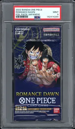 2022 BANDAI ONE PIECE JAPANESE ROMANCE DAWN BOOSTER FOIL PACK PSA 9 MINT - Image 1