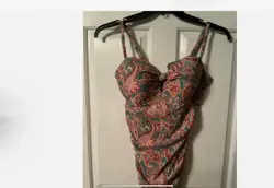 🌸Shade & Shore Teal Rust Paisley Adj Straps1 Piece Swim Bathing Suite Size L 🌸 - Image 2