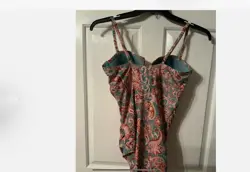🌸Shade & Shore Teal Rust Paisley Adj Straps1 Piece Swim Bathing Suite Size L 🌸 - Image 3