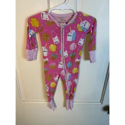 Little Sleepies Milk and Cookies Pink Bamboo Zippie Romper 0-3 Months - Image 1