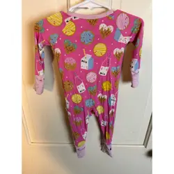 Little Sleepies Milk and Cookies Pink Bamboo Zippie Romper 0-3 Months - Image 2
