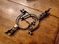 Vintage pair of 1950s kids toy metal spurs cowboy single western decor - Image 1