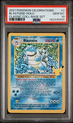 Pokemon 2021 Celebrations Blastoise Holo Card 2/102 Classic Collection PSA 10 - Image 1