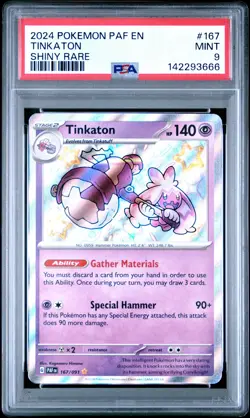 2024 POKEMON PAF EN-PALDEAN FATES SHINY RARE #167 TINKATON PSA 9 - Image 1