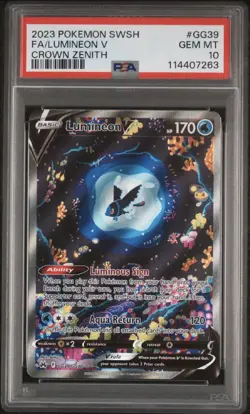 Pokemon TCG Lumineon V GG39/GG70 Crown Zenith Ultra Rare PSA 10 Full Art Holo - Image 1