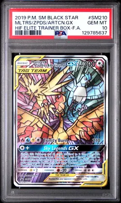2019 POKEMON SM BLACK STAR PROMO FULL ART/MOLTRES & ZAPDOS & ARTICUNO GX PSA 10 - Image 1