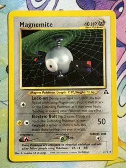 2001 Pokemon TCG Magnemite 7/75 Neo Discovery Unlimited Holo Rare WoTC - LP - Image 1