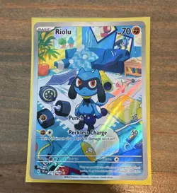 Pokemon Riolu Illustration Rare 215/198 SV01 Scarlet & Violet Base Set Holo 70HP - Image 1