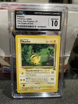 CGC 10 Gem Mint Pikachu Pokemon (2000) The Power Of One Black Star Promos- 27 - Image 1