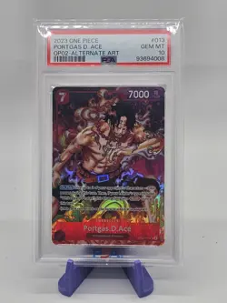 PSA 10 One Piece Paramount War Portgas.D.Ace Alt Art OP02-013 - Image 1
