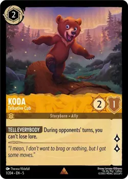 1x Koda - Talkative Cub - 1/204 - Rare - Cold Foil NM-Mint Disney Lorcana: Shimm - Image 1