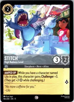 Disney Lorcana Stitch - High Badness Level Winterspell Common #185/204 NM - Image 1
