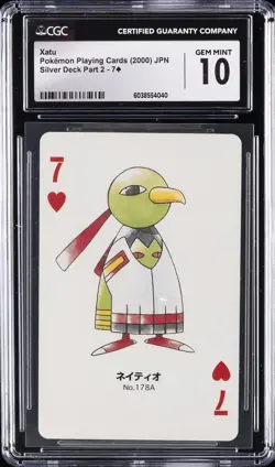 2000 POKEMON PLAYING CARDS JPN SILVER DECK PART 2 - J SPADE XATU CGC 10 GEM MINT - Image 1