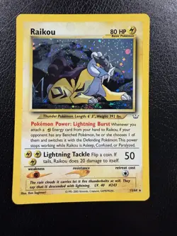 Raikou 13/64 Neo Revelation Holo Rare WOTC Pokemon Card With Swirl🌀 MP - Image 1