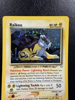 Raikou 13/64 Neo Revelation Holo Rare WOTC Pokemon Card With Swirl🌀 MP - Image 2