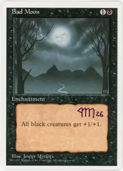 Signed MTG 4th Ed. BAD MOON Artist Proof, Jesper Myrfors, Painted Back - Image 2