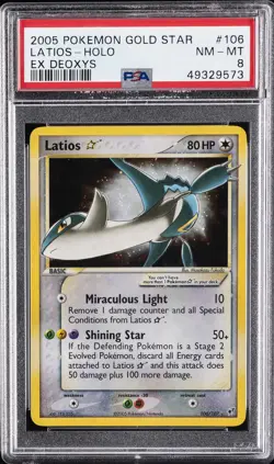 2005 POKEMON EX DEOXYS GOLD STAR #106 LATIOS-HOLO PSA 8 - Image 1