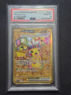 2024 POKEMON SSP EN-SURGING SPARKS HYPER RARE #247 PIKACHU EX PSA 10 - Image 1
