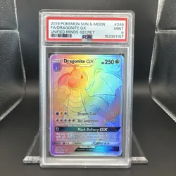 2019 Pokemon Sun & Moon Unified Minds Dragonite #248 Secret Full Art PSA 9 - Image 1