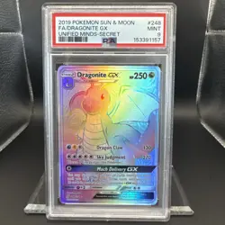 2019 Pokemon Sun & Moon Unified Minds Dragonite #248 Secret Full Art PSA 9 - Image 5