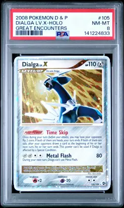 2008 POKEMON DIAMOND & PEARL GREAT ENCOUNTERS #105 DIALGA LV.X-HOLO PSA 8 - Image 1
