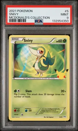 2021 POKEMON MCDONALD'S COLL #5 SNIVY PSA 9 - Image 1