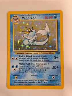 1999 Vaporeon 12/64 Pokemon Jungle Holo Heavy Played HP Damaged Unlim Vintage - Image 1