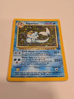 1999 Vaporeon 12/64 Pokemon Jungle Holo Heavy Played HP Damaged Unlim Vintage - Image 2