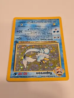 1999 Vaporeon 12/64 Pokemon Jungle Holo Heavy Played HP Damaged Unlim Vintage - Image 3