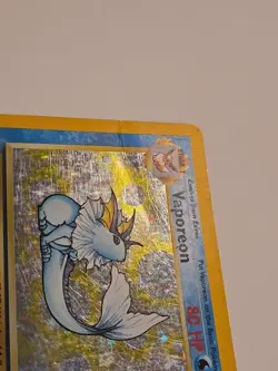 1999 Vaporeon 12/64 Pokemon Jungle Holo Heavy Played HP Damaged Unlim Vintage - Image 4