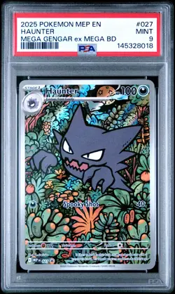 2025 POKEMON MEP EN-ME BLACK STAR PROMO #027 HAUNTER PSA 9 - Image 1