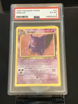 1999 Pokemon Fossil Gengar #20 NON-HOLO PSA 6 - Image 1