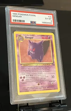 1999 Pokemon Fossil Gengar #20 NON-HOLO PSA 6 - Image 3